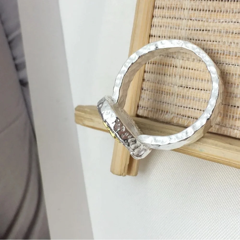 7.5  Elegant Gold and Silver Women's Ring 925